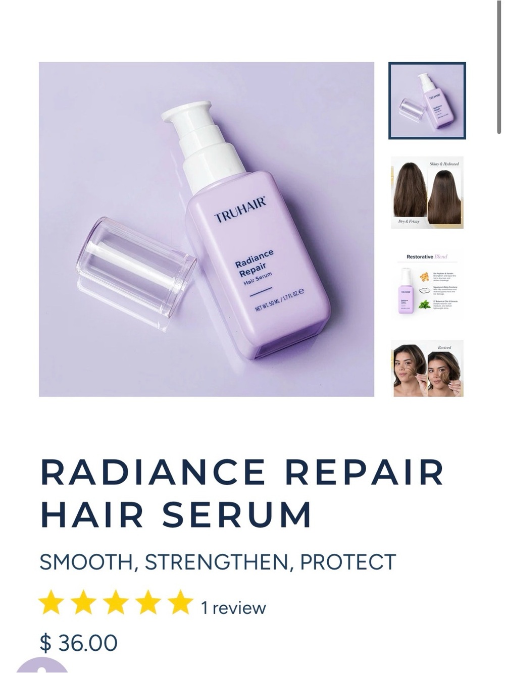 TruHair Radiance Repair Hair Serum BNIB